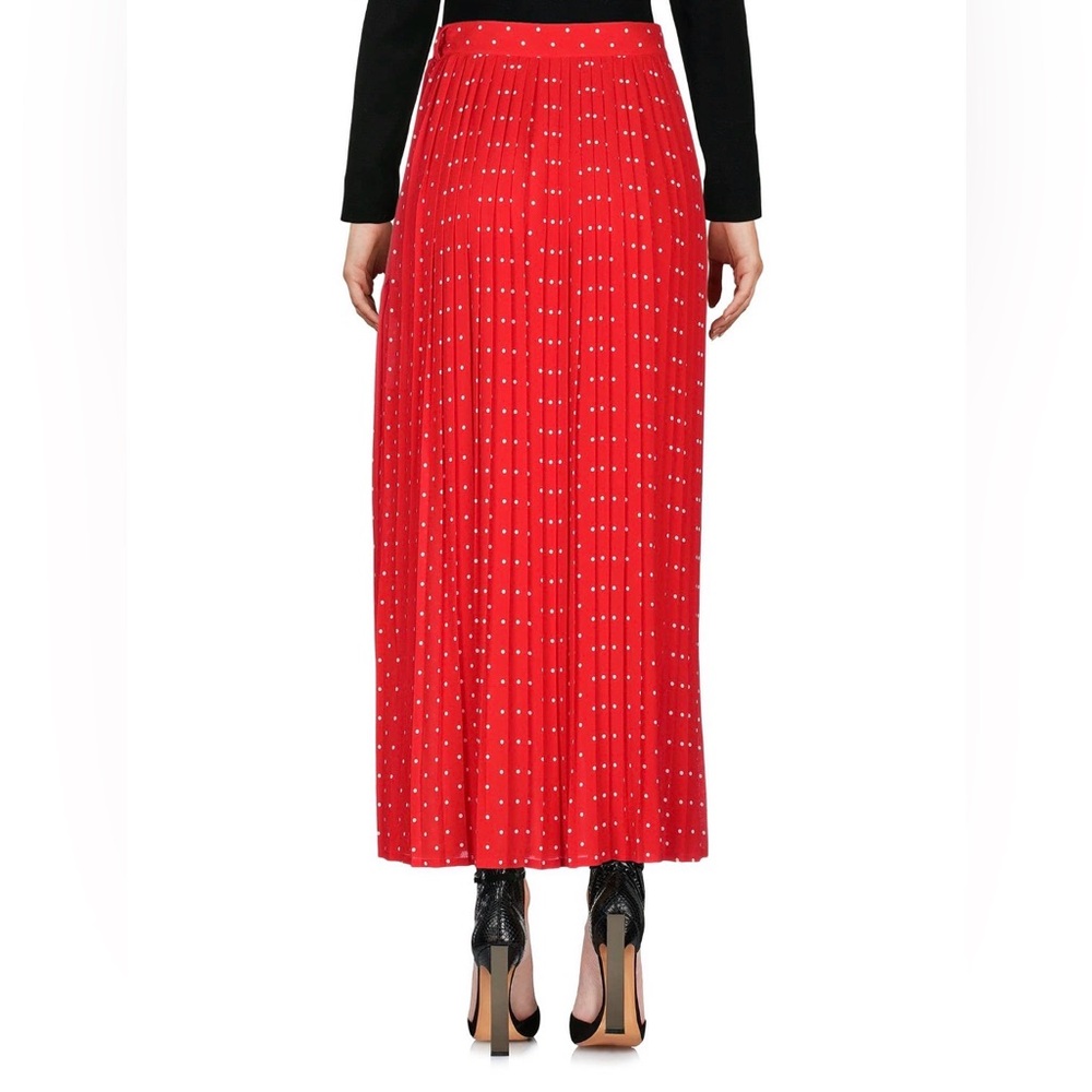 Celine Red Pleated Maxi Skirt with White Polka Dot Print